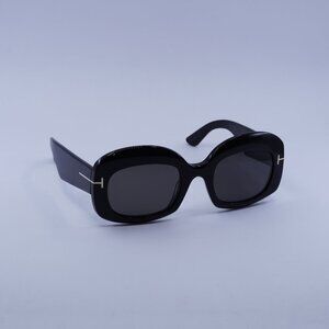 Tom Ford FT1219 01A Carmen Sunglasses Shiny Black Square Frame, Smoke Lenses